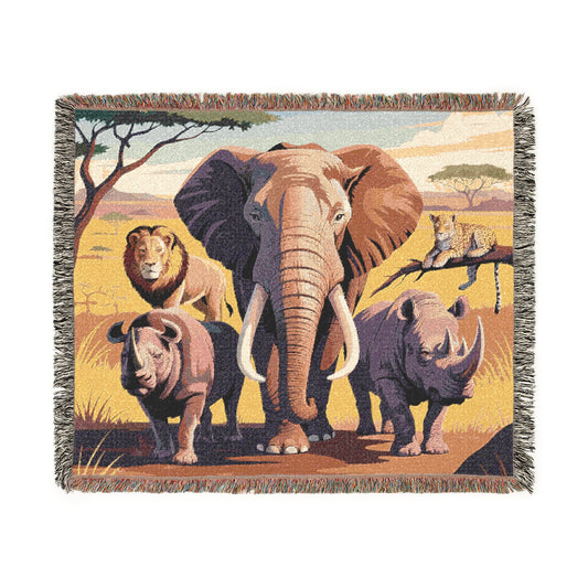 The Big Five Safari Tapestry Throw - Elephant - 100% Cotton