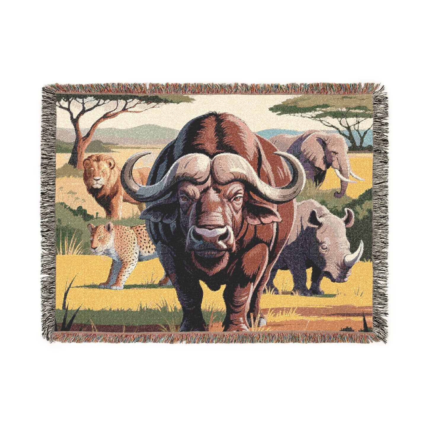 The Big Five Safari Tapestry Throw - Buffalo - 100% Cotton