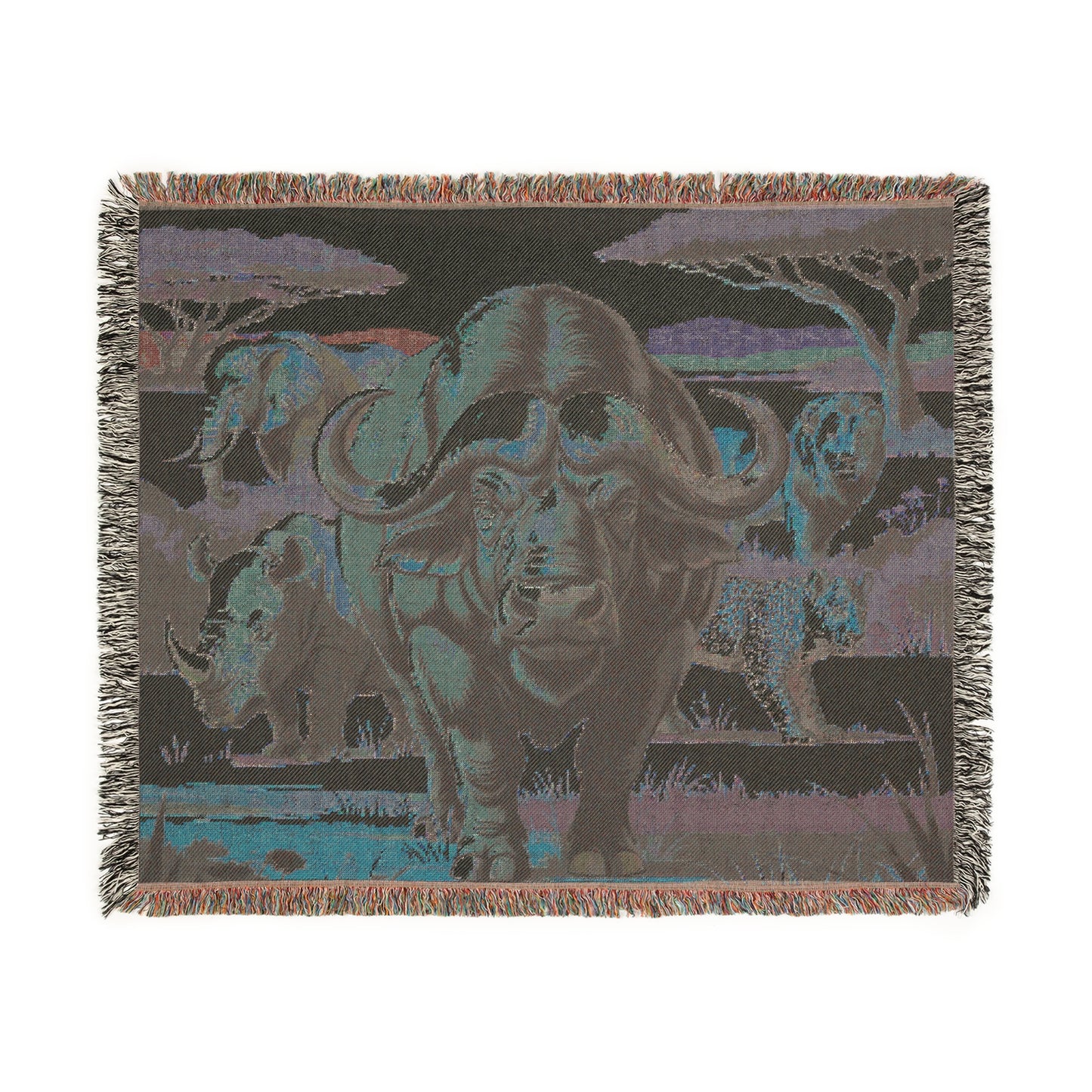 The Big Five Safari Tapestry Throw - Buffalo - 100% Cotton
