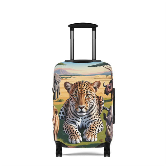 African Safari Giants Luggage Cover: The Majestic Leopard | Protective Travel Case Accessory