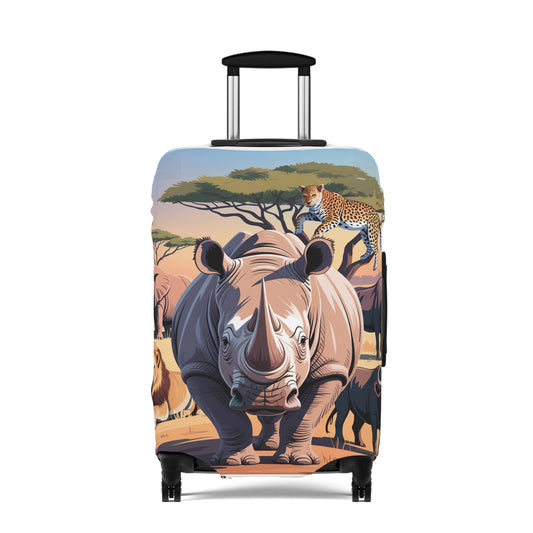 African Safari Giants Luggage Cover: The Majestic Rhino | Protective Travel Case Accessory