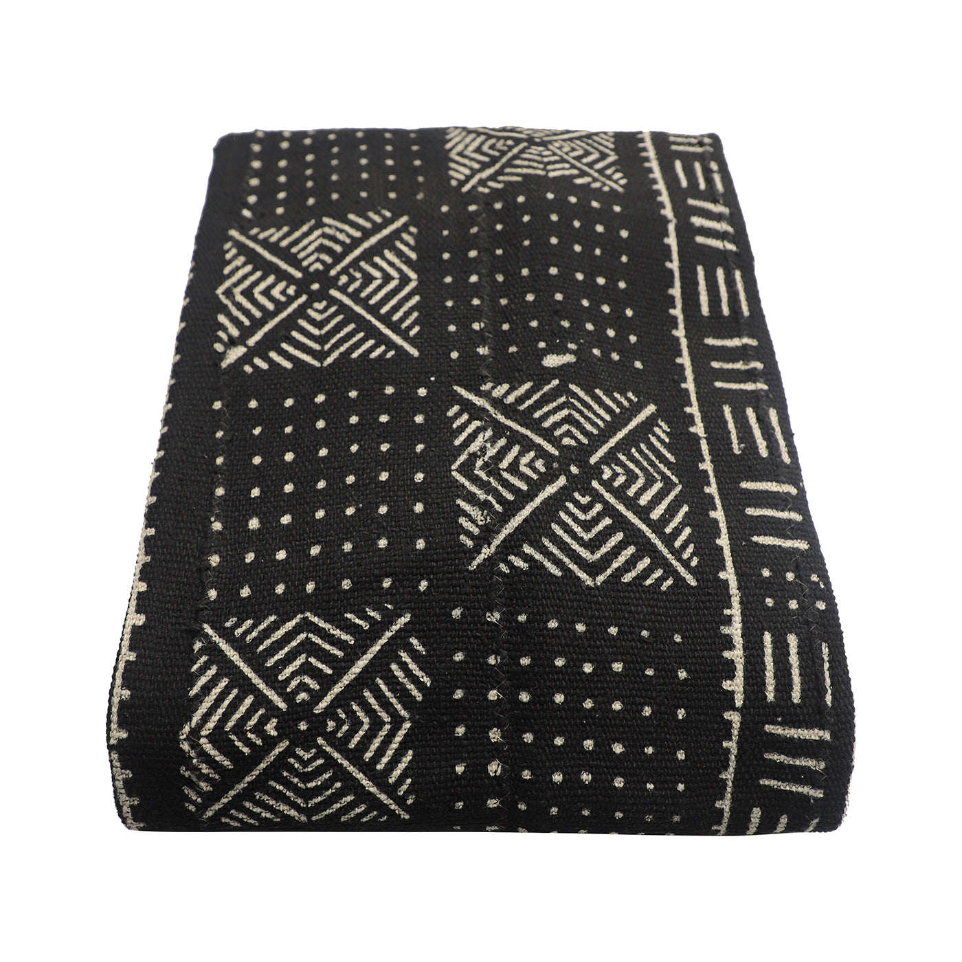 Mud Cloth Textile | Oversize Throw Blanket Black-3