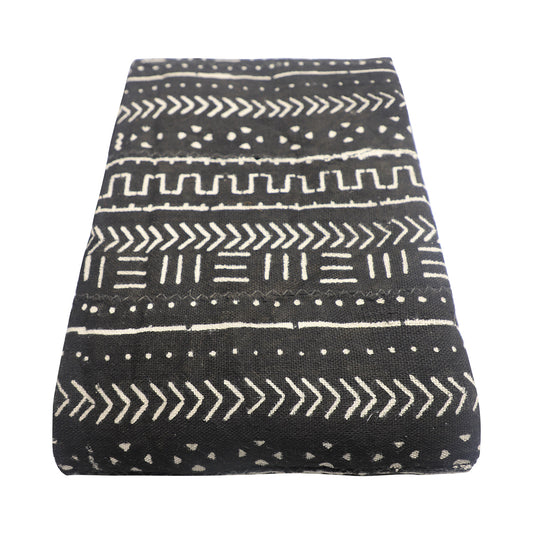 Mud Cloth Textile | Oversize Throw Blanket Black-0