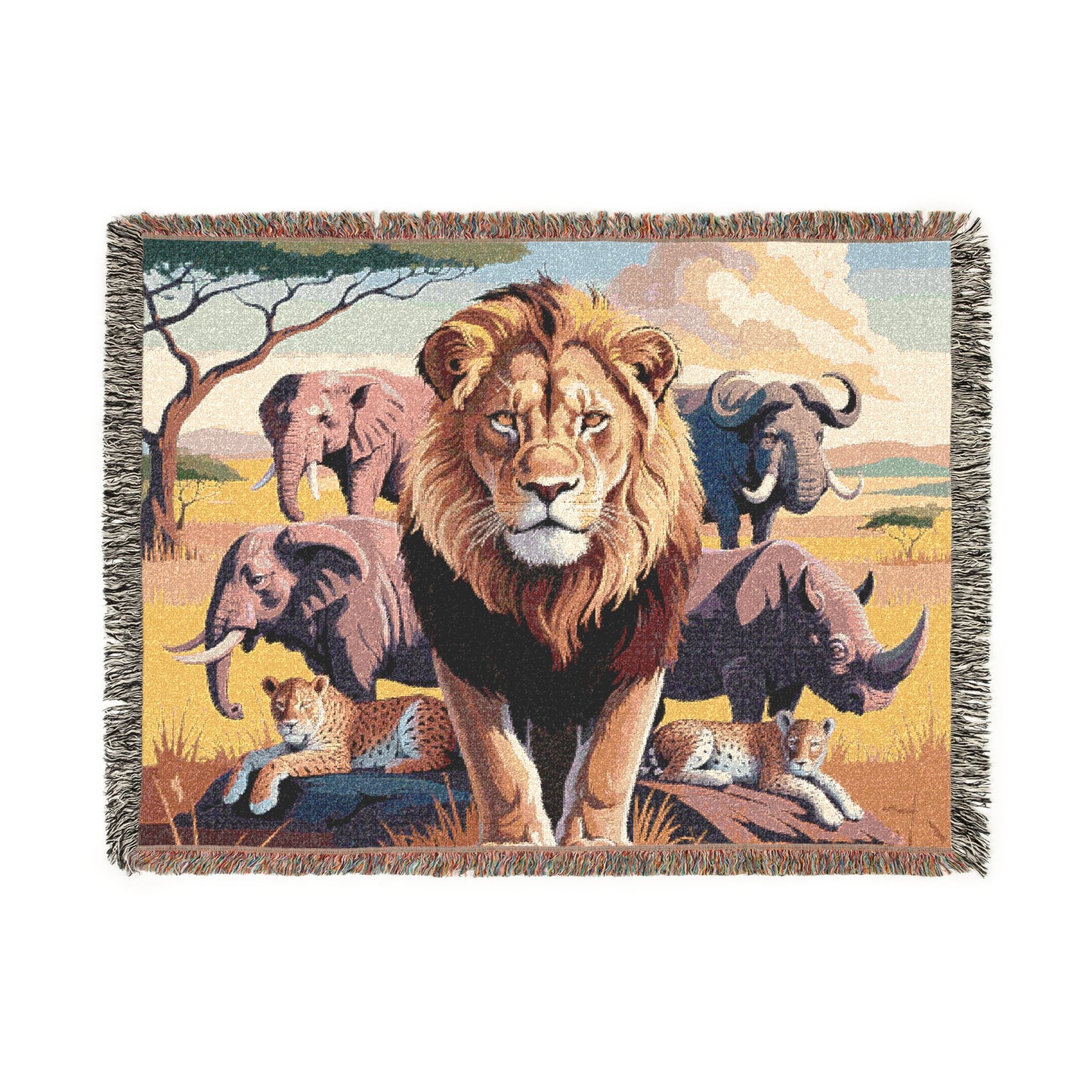 The Big Five Safari Tapestry Throw - Lion - 100% Cotton