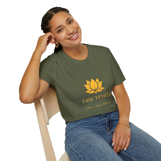 Raw Truth "Live. Love. Truth"  Unisex Softstyle Tee - Meditation Lifestyle