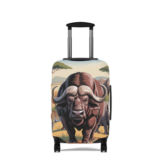 African Safari Giants Luggage Cover: The Majestic Buffalo | Protective Travel Case Accessory