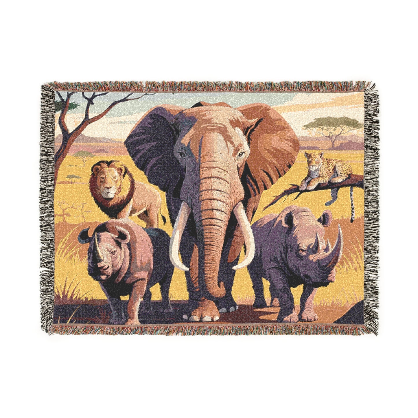 The Big Five Safari Tapestry Throw - Elephant - 100% Cotton
