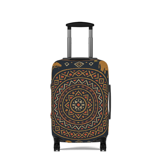 RAW TRUTH: African Earth Mandala Luggage Cover – Luxury Protective Travel Case Accessory (Dark Tones)