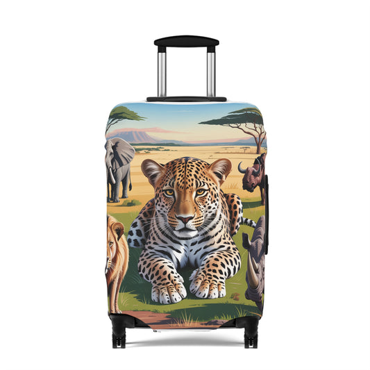 African Safari Giants Luggage Cover: The Majestic Leopard | Protective Travel Case Accessory