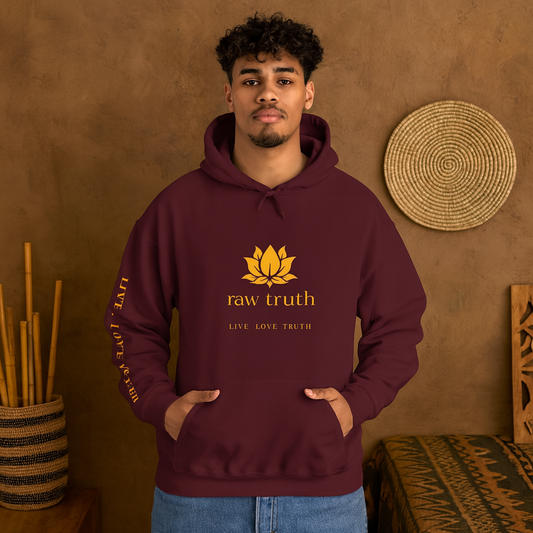 Raw Truth Inspirational Hoodie, Cozy Sweatshirt, Meditation Apparel
