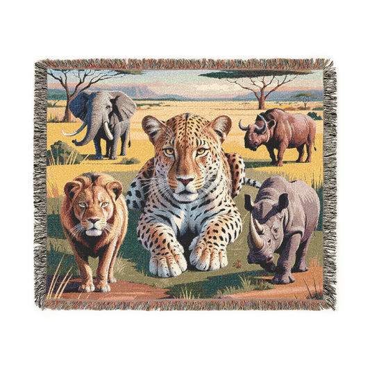 The Big Five Safari Tapestry Throw - Leopard - 100% Cotton