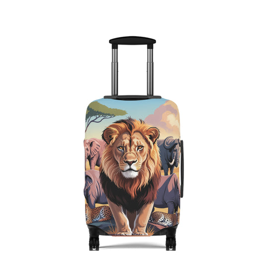 African Safari Giants Luggage Cover: The Majestic Lion | Protective Travel Case Accessory