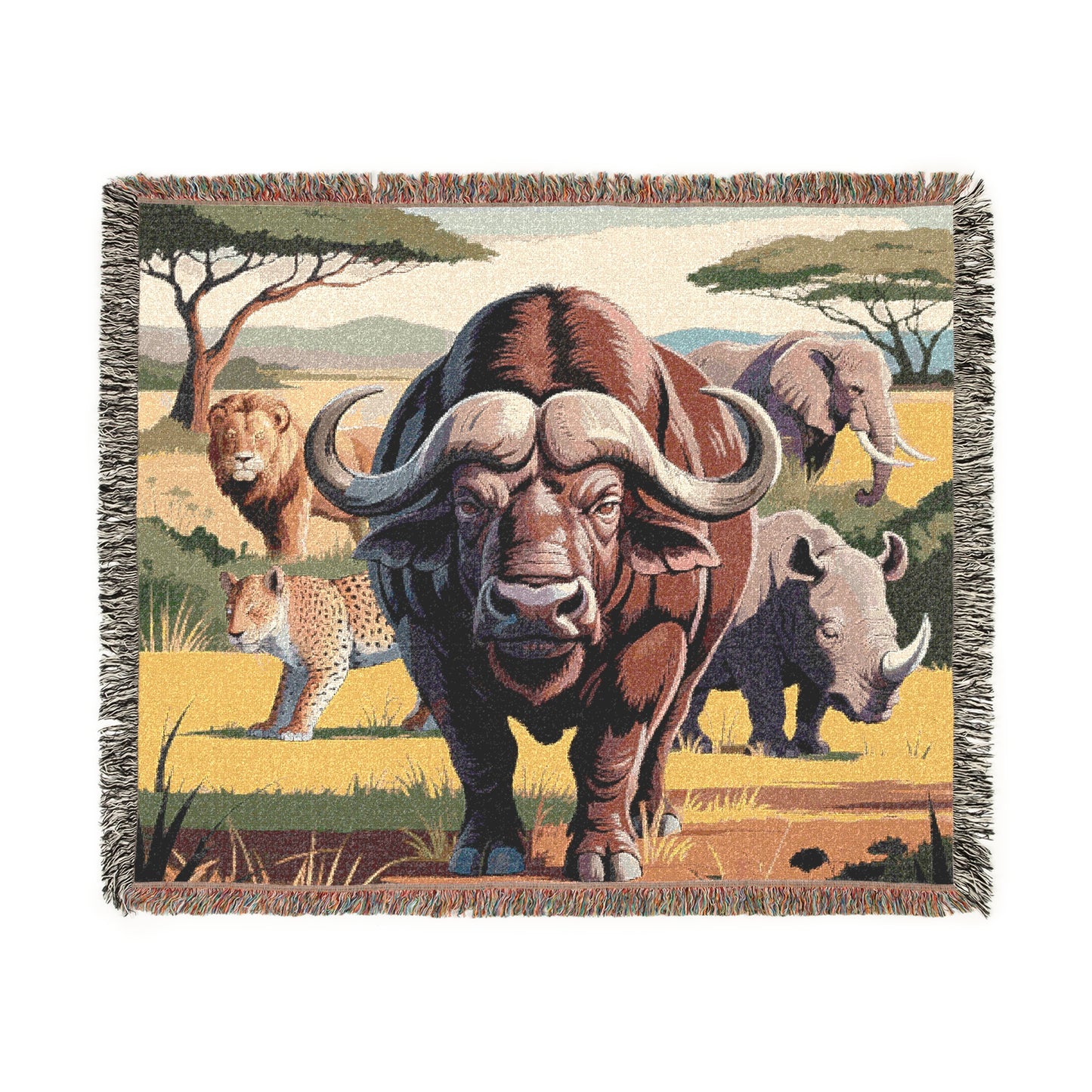 The Big Five Safari Tapestry Throw - Buffalo - 100% Cotton