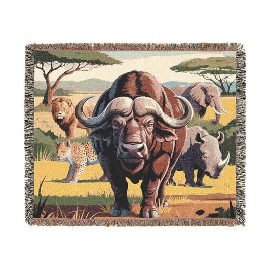 The Big Five Safari Tapestry Throw - Buffalo - 100% Cotton