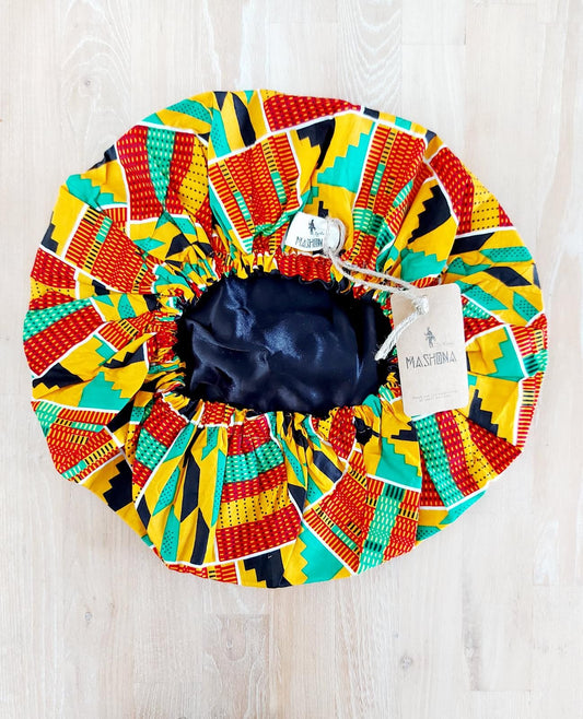 Large African "Ankara" Print Women Satin Lined Sleep Bonnet Cap | Sleeping Cap-0