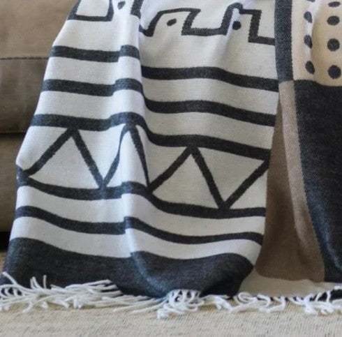 Throw Blanket | Xhosa Umbhaco Black Natural Throw | 150x165cm-0