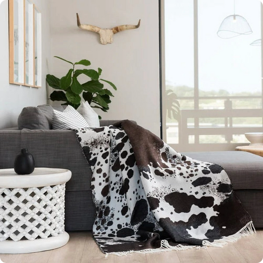 Throw Blanket | Bella Vita Nguni Skin Natural Black | 150x165cm-0